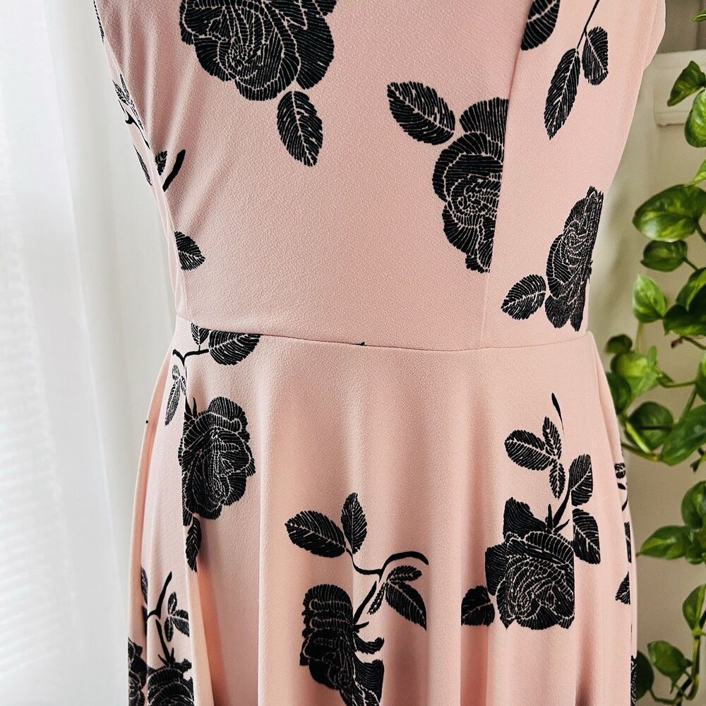 Candie's Pink Midi Dress with Black Floral Print - Picture 3 of 9